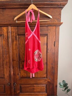 Relais Knitwear Vintage Embroidered Halter Top Boho Y2K Festival